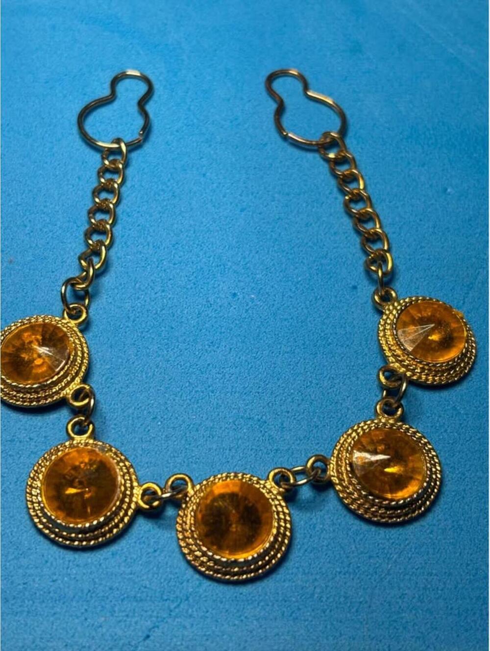 Vintage Gold Tone Amber Stone Sweater Clip